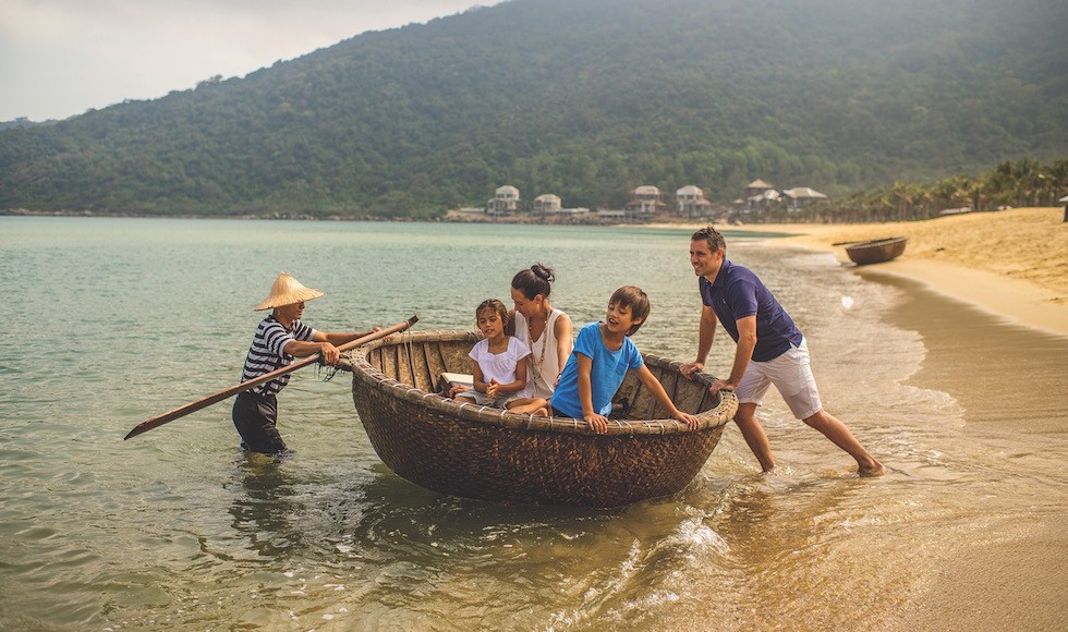 vietnam danang intercontinental danang sun peninsula resort basket boat ride